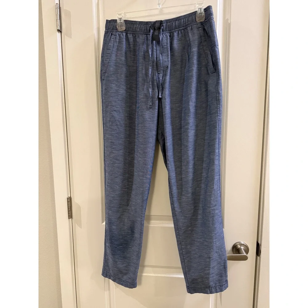 Lululemon Lab Men Blue Space Dye Tapered Jogger Pant Size M Recycled Linen Blend